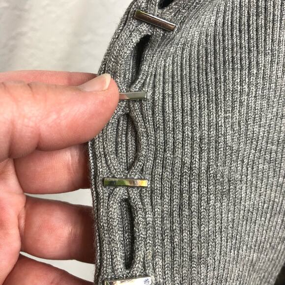 WHBM gray open front waist tie long cardigan sweater size Extra Small XS - Picture 5 of 15